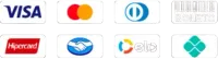 Aceitamos Visa, Mastercard, Diners, boleto, Hipercard, Elo e Pix